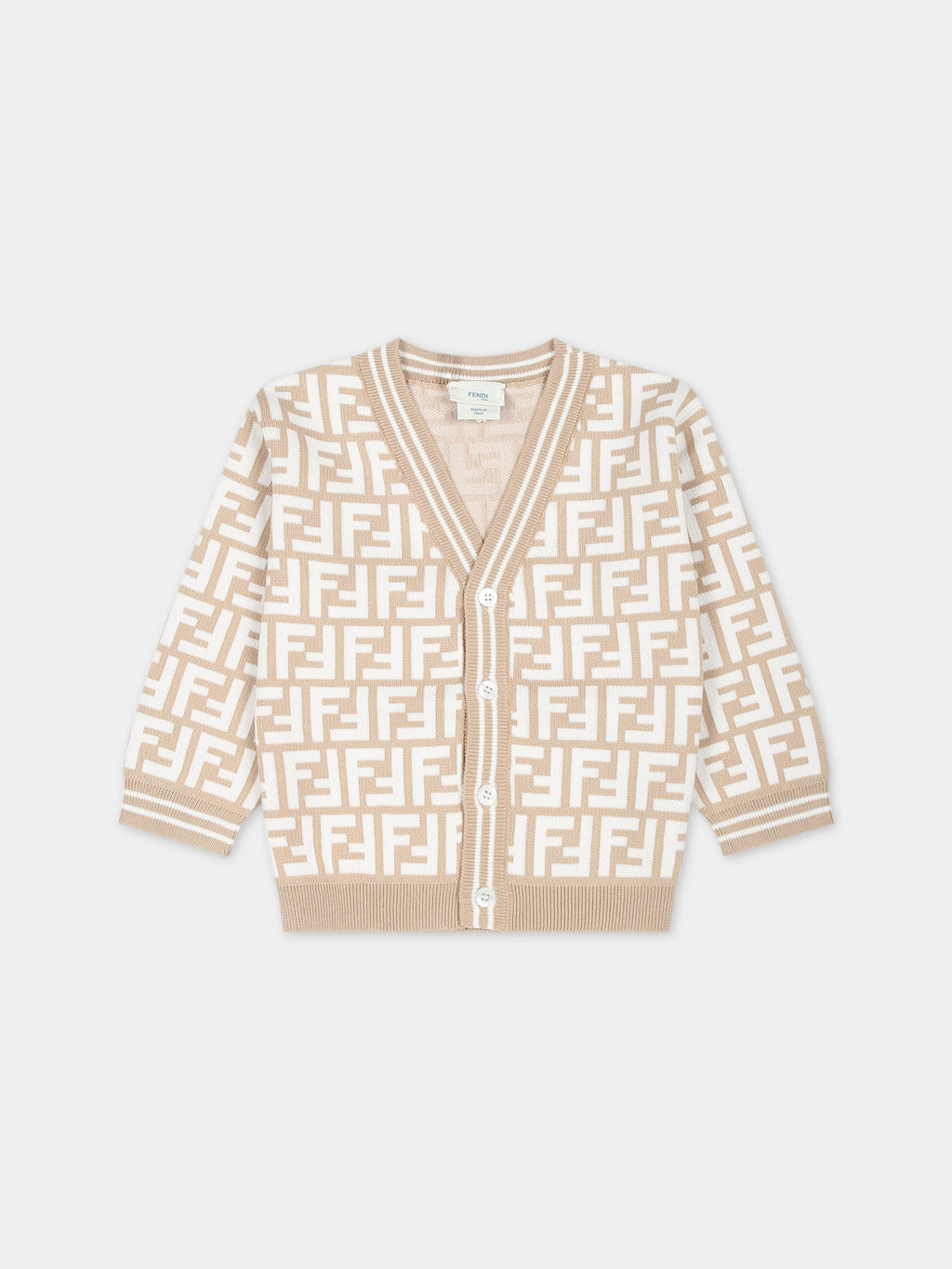 Beige cardigan for babykids with iconic FF